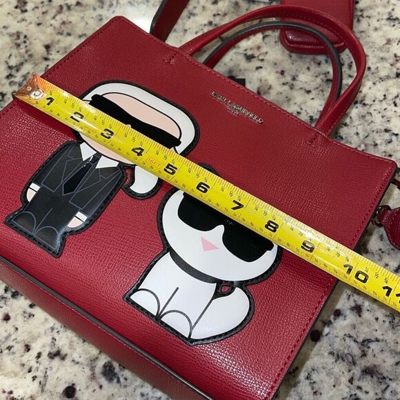 Karl Lagerfeld Paris Womens Maybelle Satchel Crossbody With Pouch Red Medium NWT - Picture 9 of 11